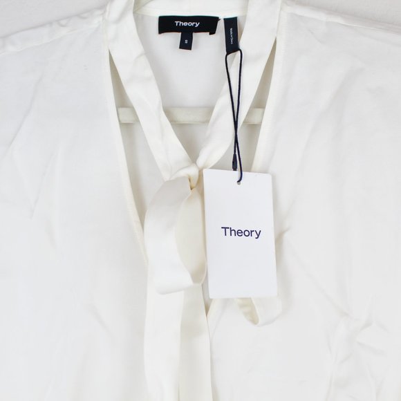 NWT Theory Tie Front Silk Top - Picture 6 of 14